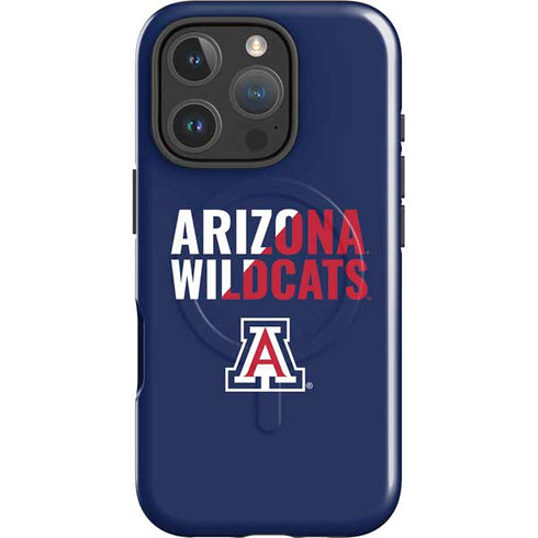 University of Arizona Wildcats Logo Split Blue iPhone 16 Pro Magsafe Impact Case